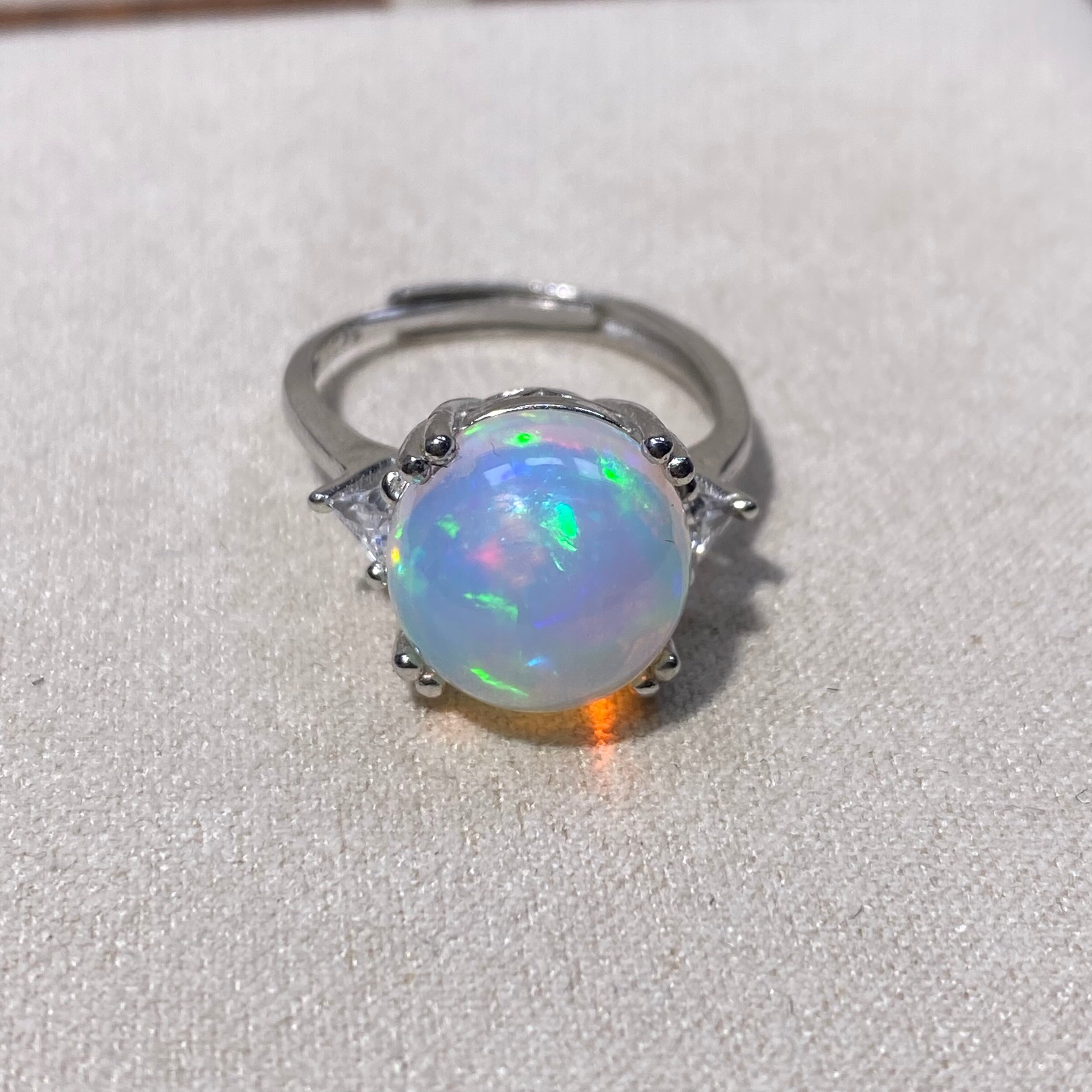 Natural Opal Adjustable S925 Ring