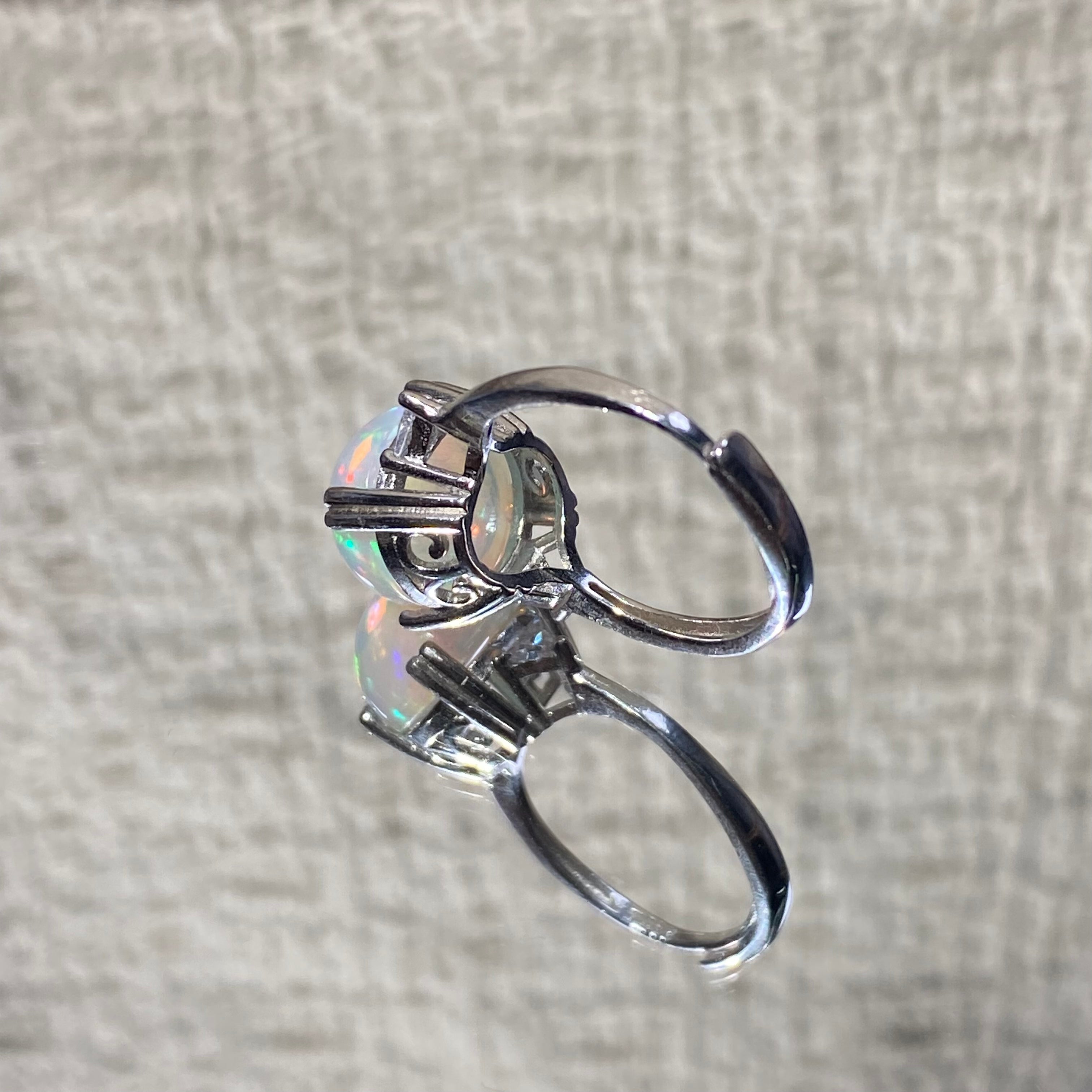 Natural Opal Adjustable S925 Ring