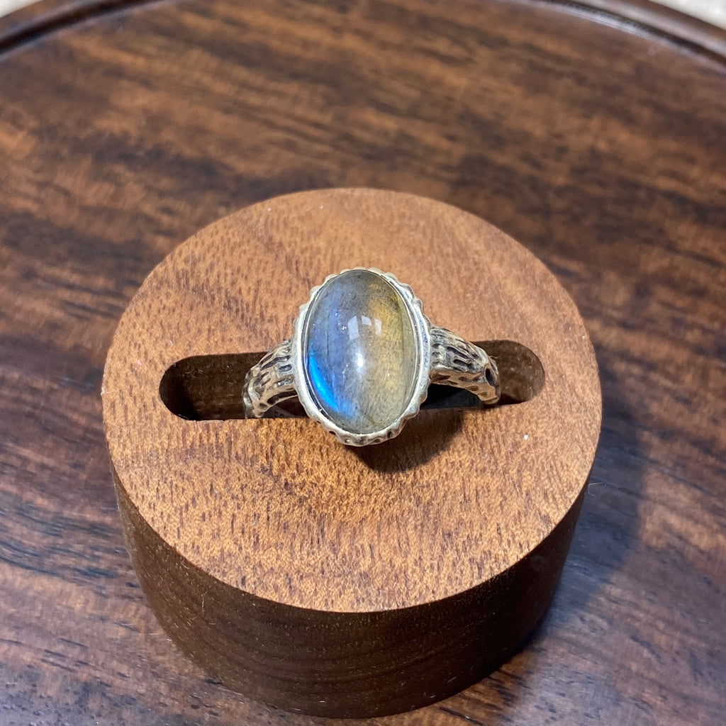 Natural Labradorite Oval S925 Adjustable Ring