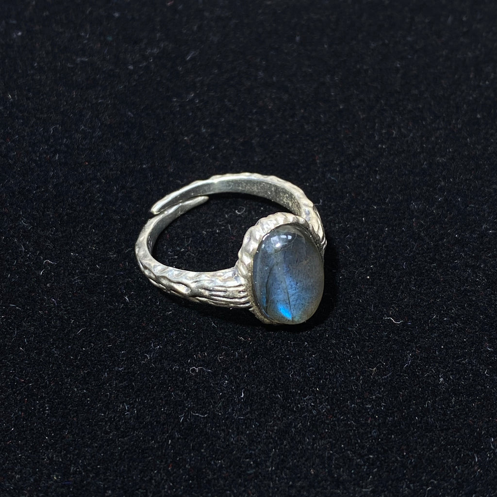 Natural Labradorite Oval S925 Adjustable Ring