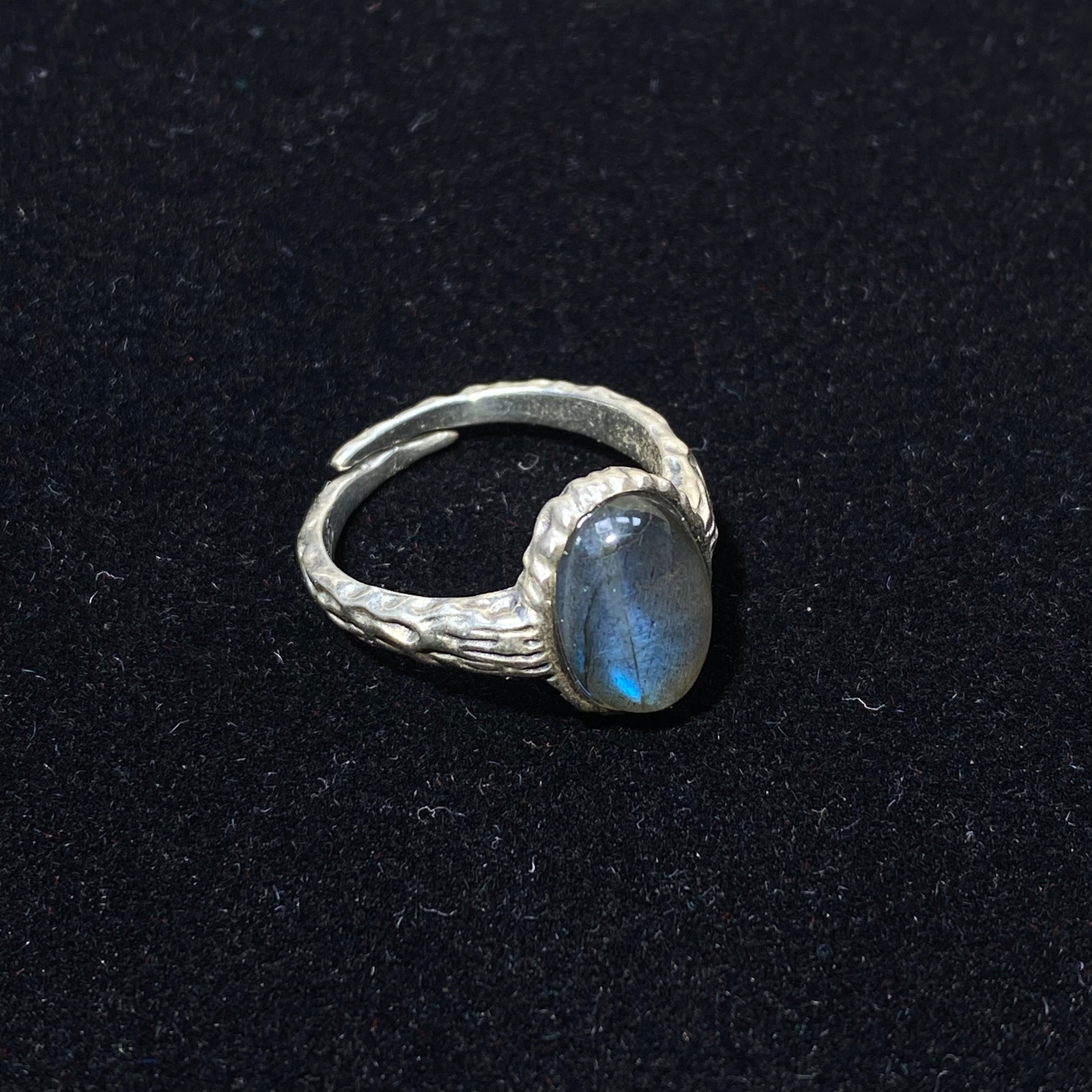 Natural Labradorite Oval S925 Adjustable Ring