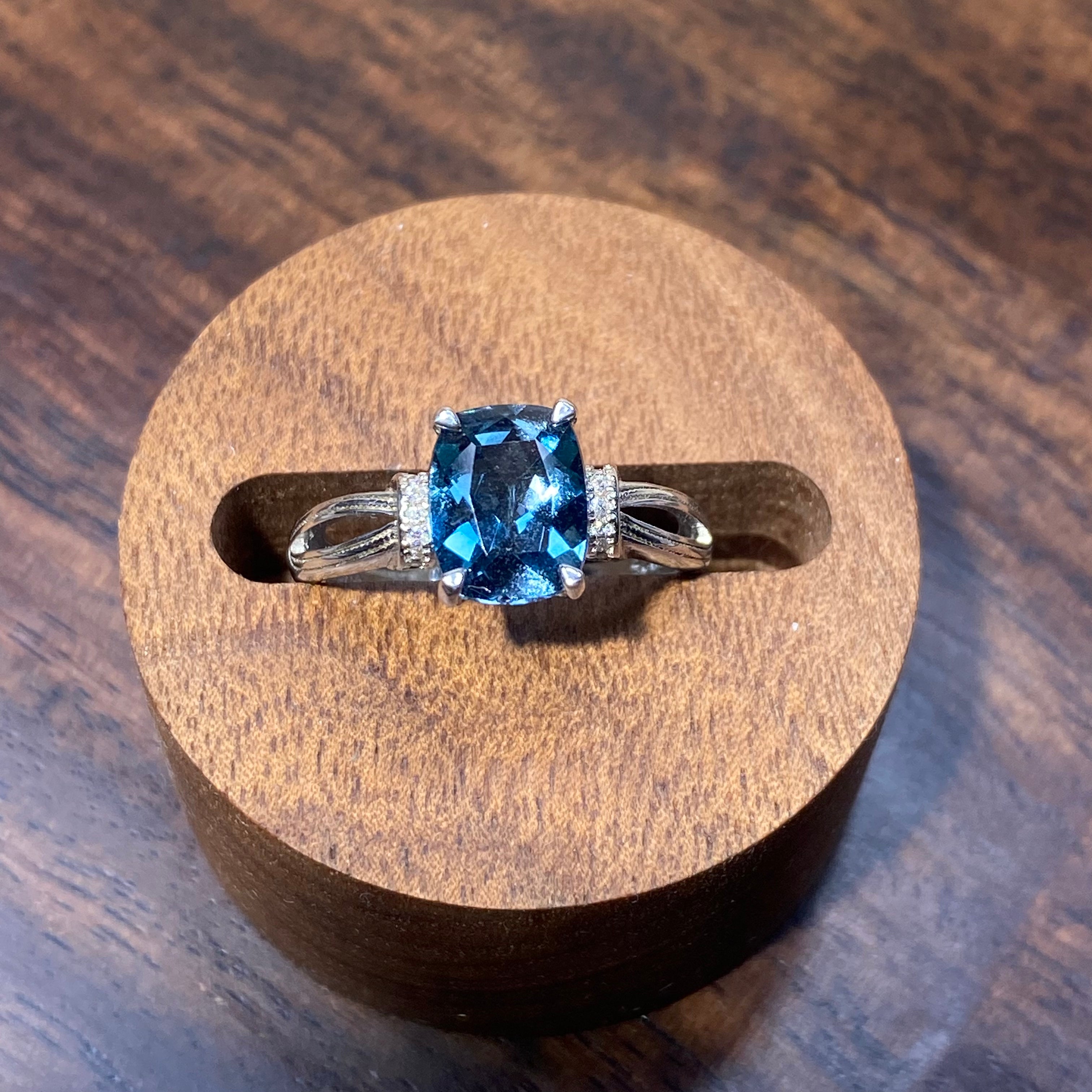 London Blue Topaz Square Cut S925 Adjustable Ring