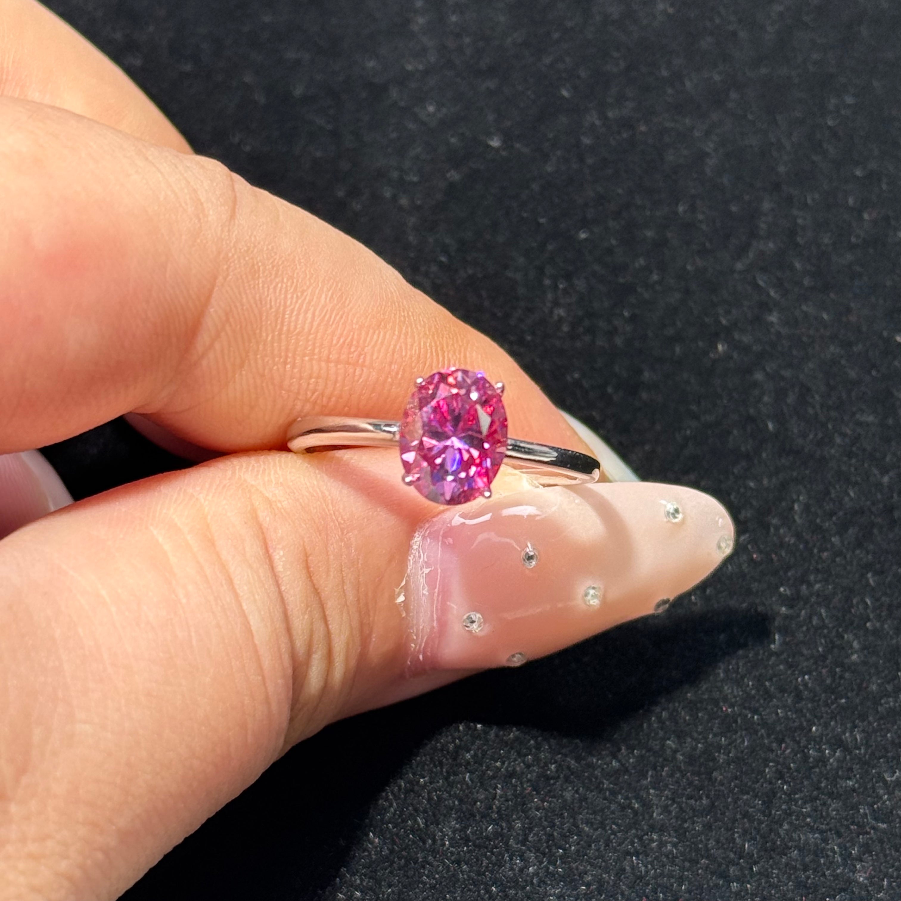Minimalist Oval Pink Gemstone Solitaire Ring, Dainty Daily Jewelry