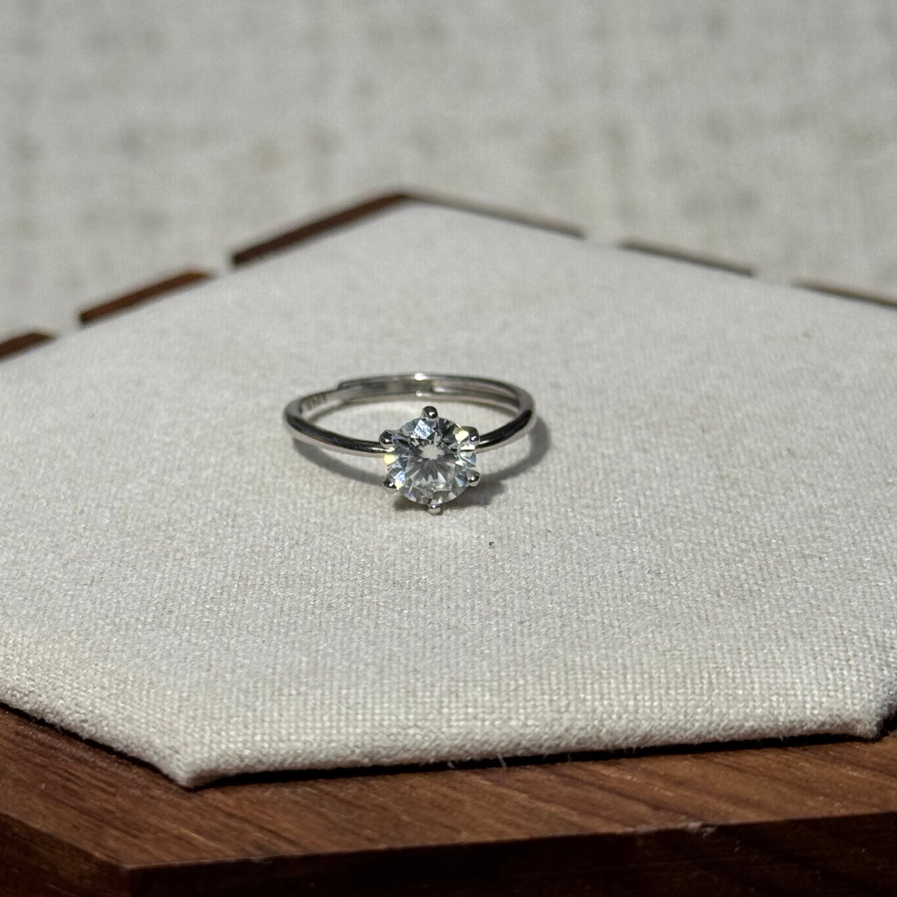 Classic 6-Prong Solitaire Crystal Ring