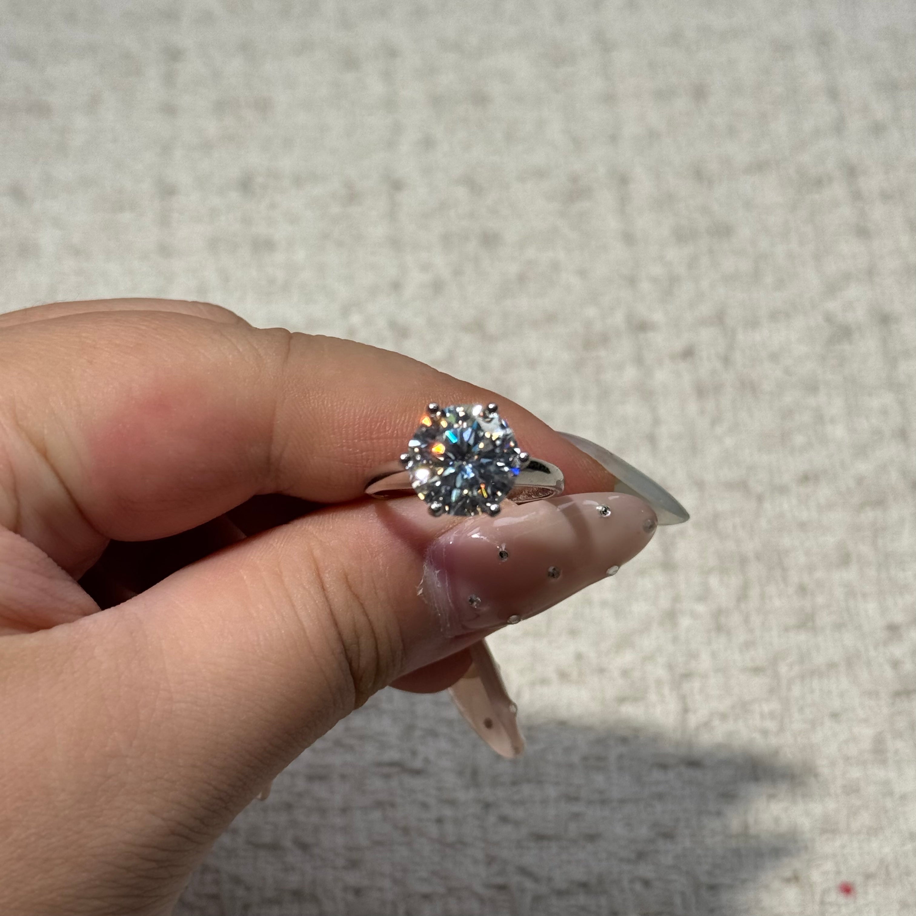 Classic 6-Prong Solitaire Crystal Ring