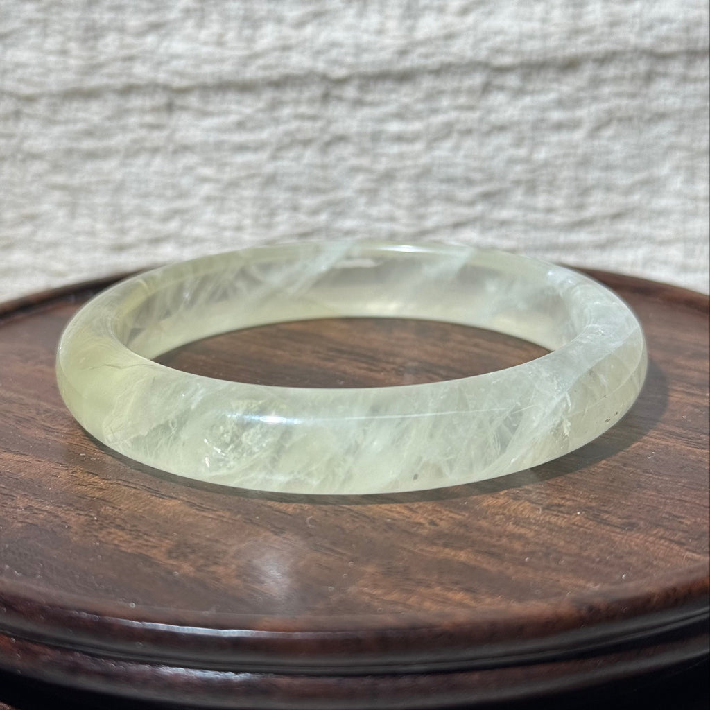 Natural Citrine Bangle Bracelet, Pale Yellow Clear Citrine Solid Bangle