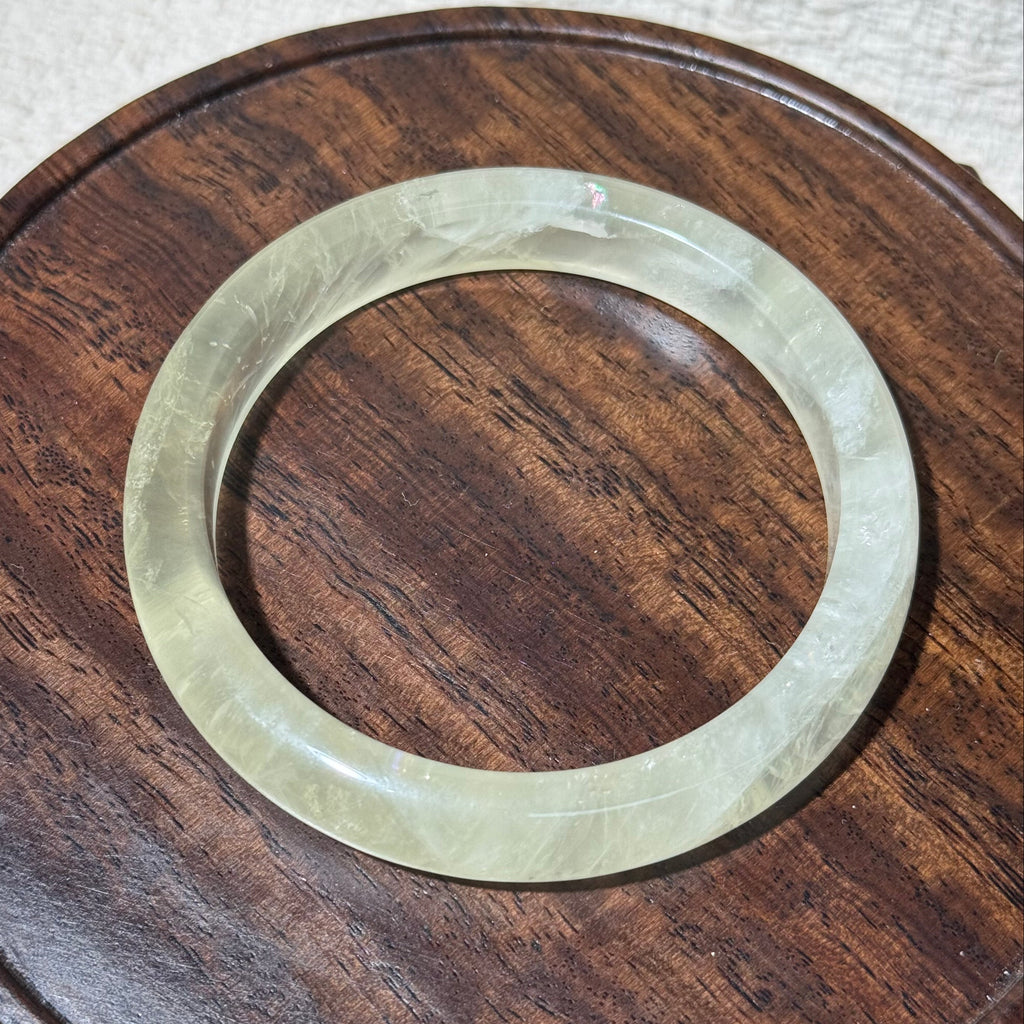Natural Citrine Bangle Bracelet, Pale Yellow Clear Citrine Solid Bangle