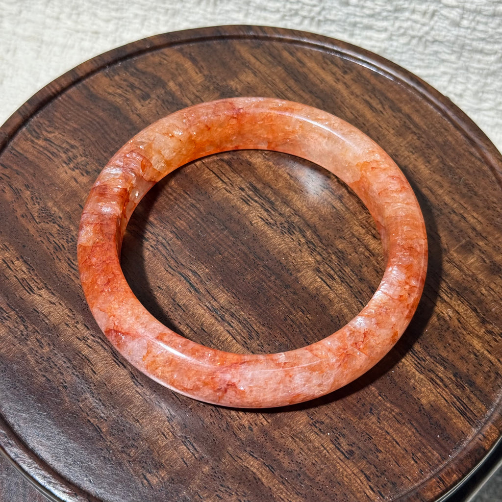 Natural Red Rutile Flower Agate Bangle