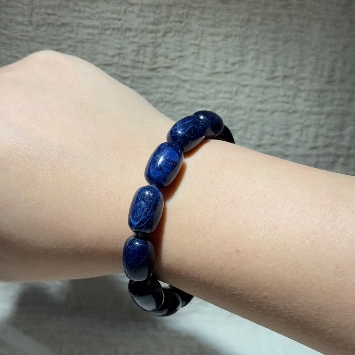 Natural Sodalite Barrel‑Shape Bead Stretch Bracelet