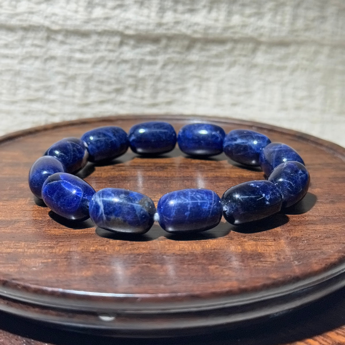 Natural Sodalite Barrel‑Shape Bead Stretch Bracelet