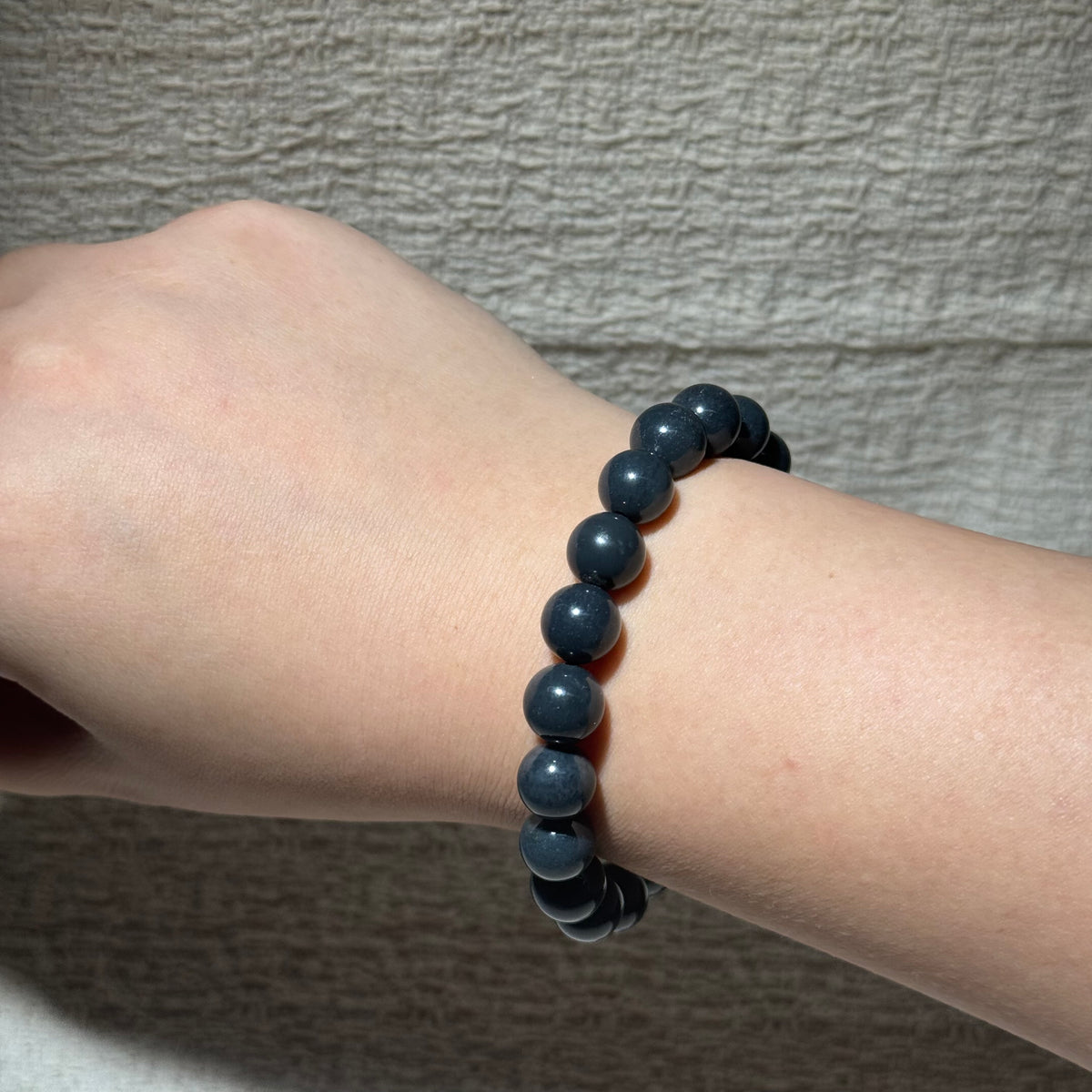 Natural Hetian Black Jade Stretch Bracelet, Matte Round Bead Bracelet, Minimalist Dark Gemstone Healing Crystal Jewelry