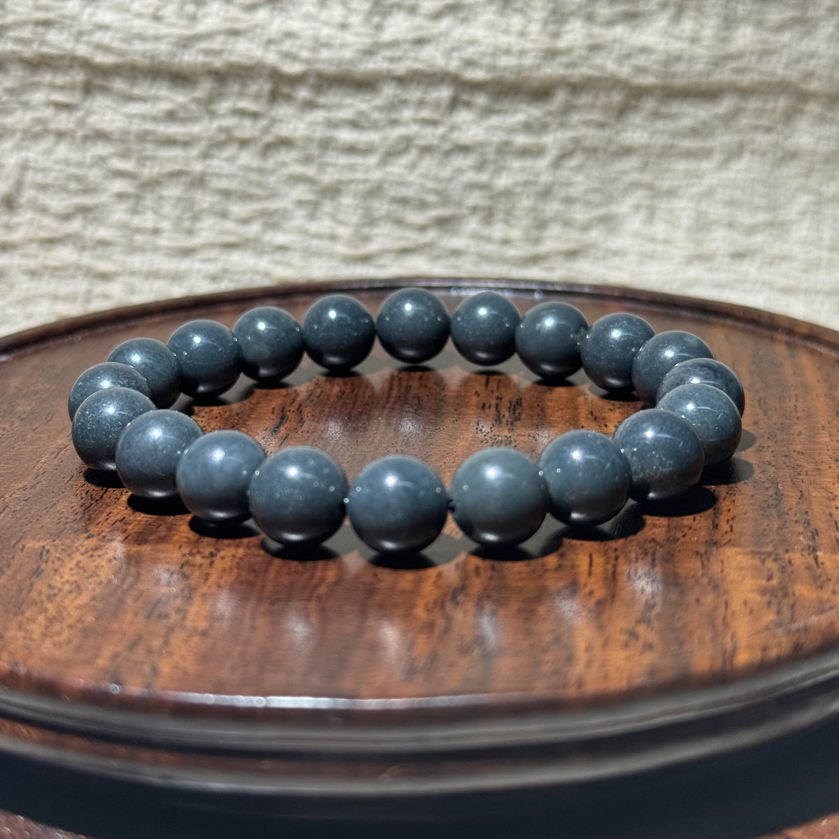 Natural Hetian Black Jade Stretch Bracelet, Matte Round Bead Bracelet, Minimalist Dark Gemstone Healing Crystal Jewelry