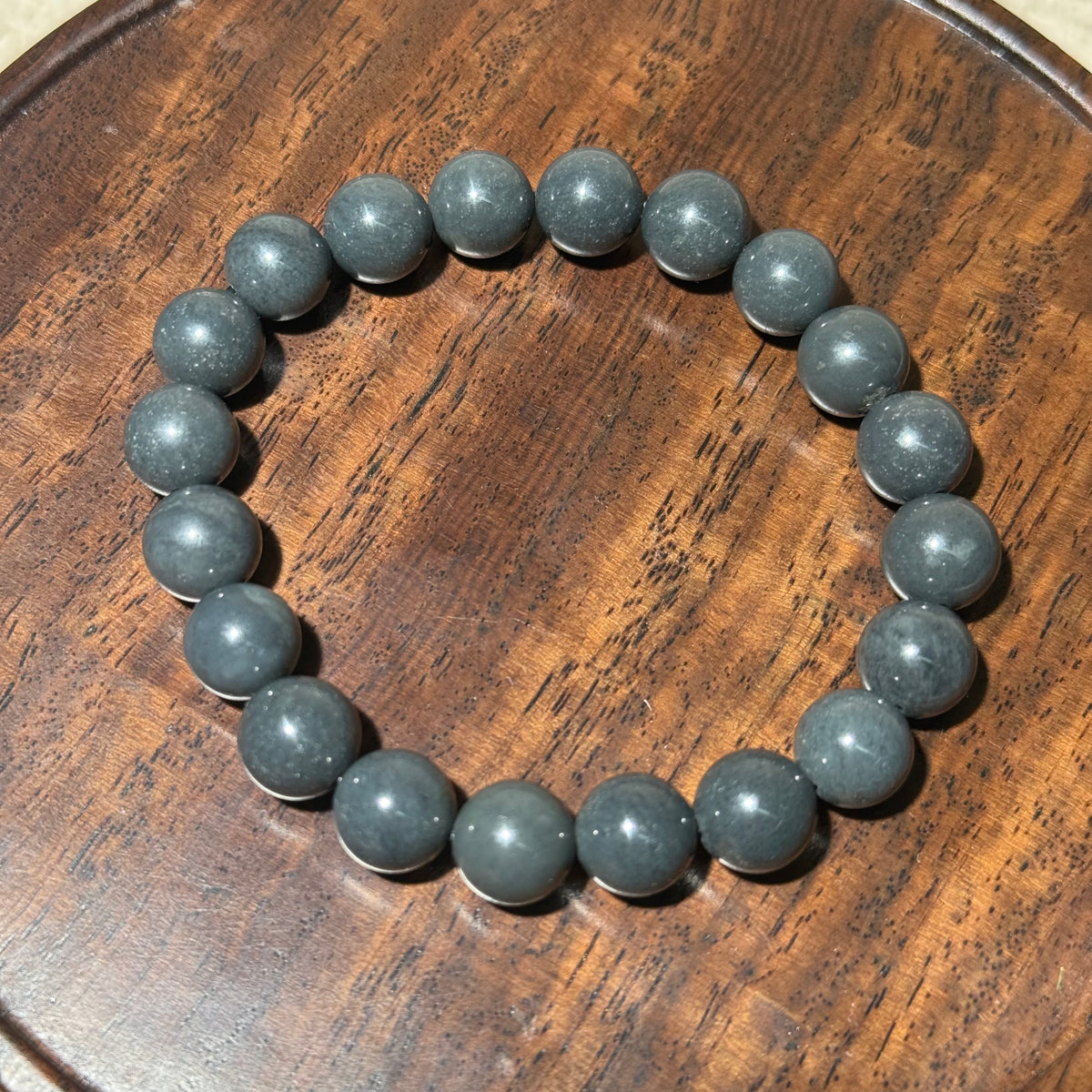 Natural Hetian Black Jade Stretch Bracelet, Matte Round Bead Bracelet, Minimalist Dark Gemstone Healing Crystal Jewelry