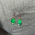Green Chalcedony Teardrop Dangle Earrings Rose Gold Tone
