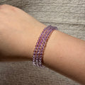 Natural Round‑Bead Amethyst 3‑Loop Stretch Bracelet