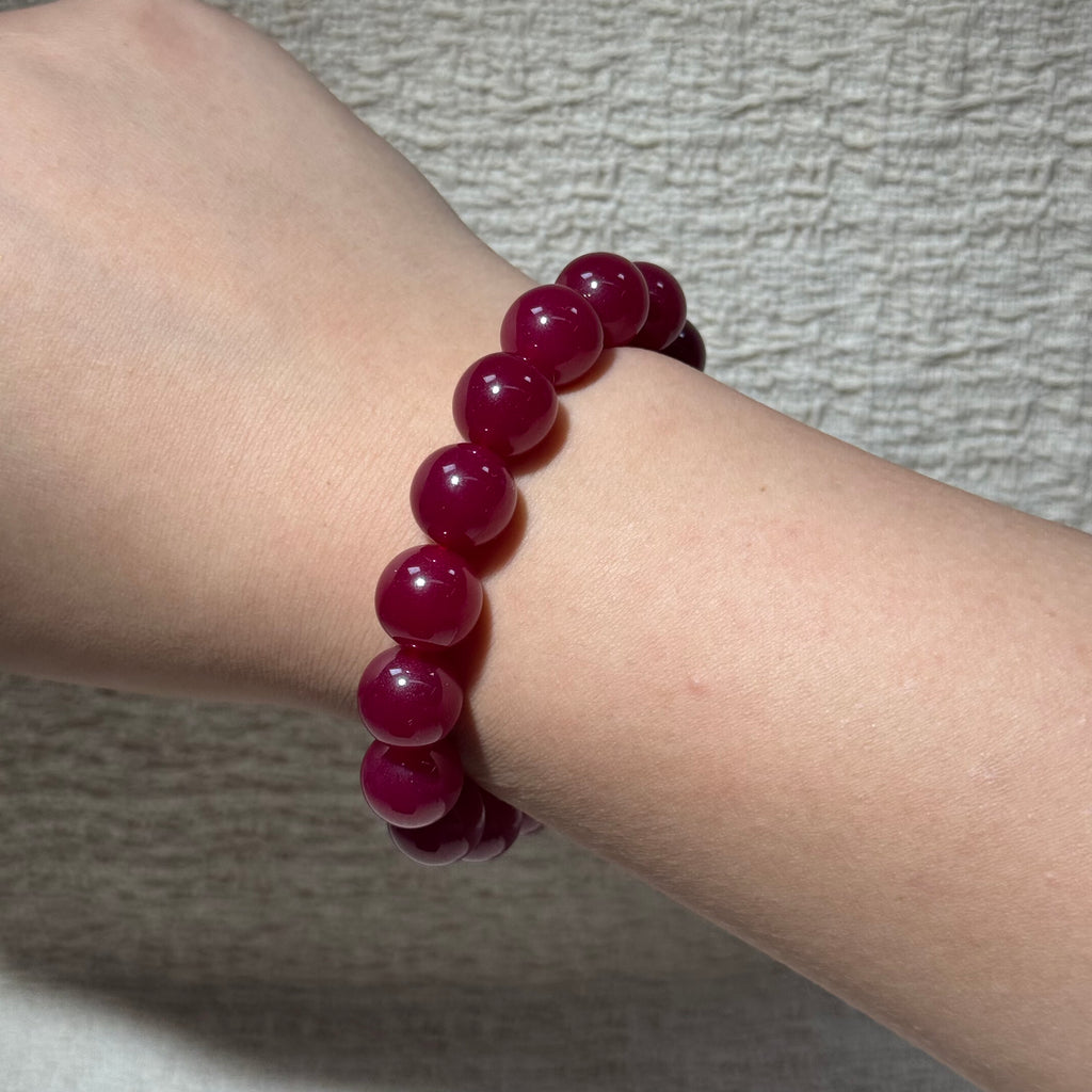 Ruby Stretch Bracelet, Rich Deep Red Round Bead Bracelet, Premium Healing Gemstone Crystal Jewelry