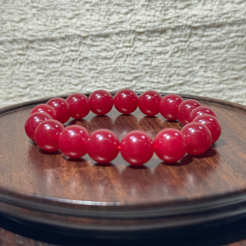 Ruby Stretch Bracelet, Rich Deep Red Round Bead Bracelet, Premium Healing Gemstone Crystal Jewelry
