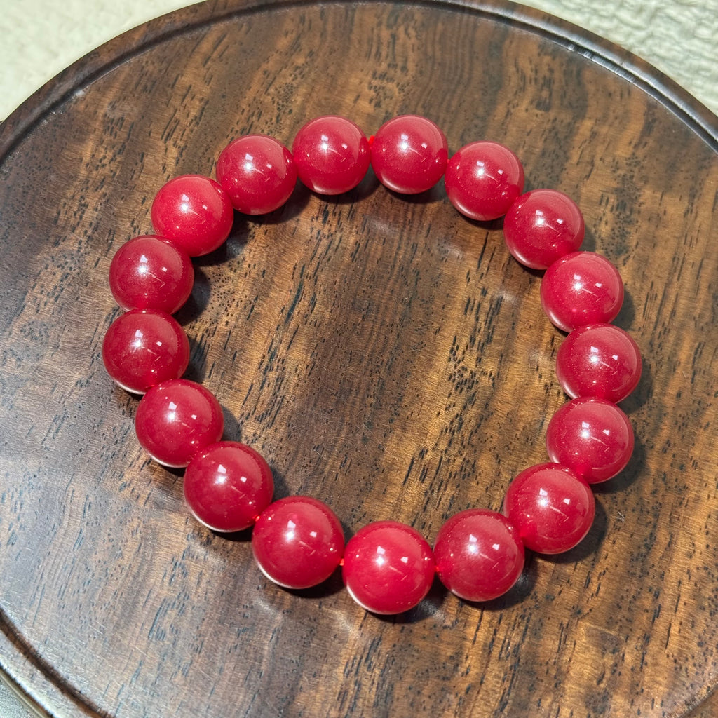 Ruby Stretch Bracelet, Rich Deep Red Round Bead Bracelet, Premium Healing Gemstone Crystal Jewelry