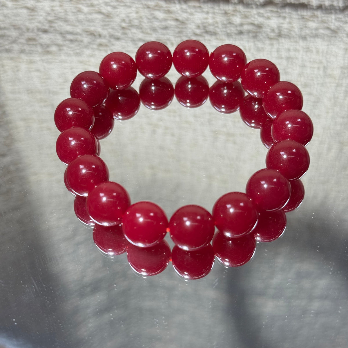 Ruby Stretch Bracelet, Rich Deep Red Round Bead Bracelet, Premium Healing Gemstone Crystal Jewelry
