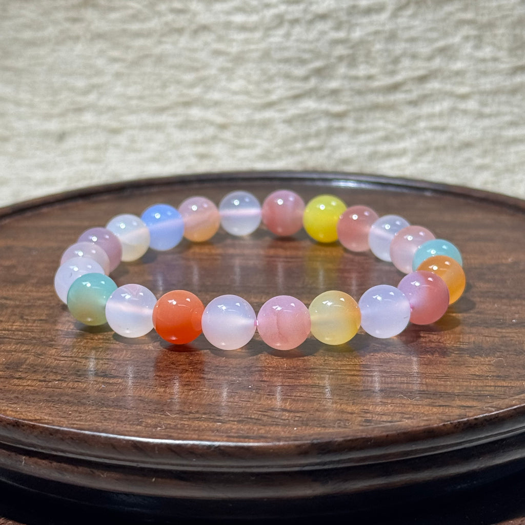 Natural Multi‑Color Yanyuan Agate Stretch Bracelet