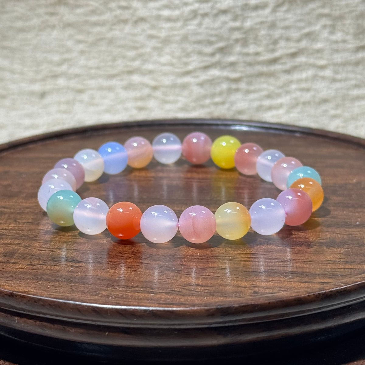 Natural Multi‑Color Yanyuan Agate Stretch Bracelet
