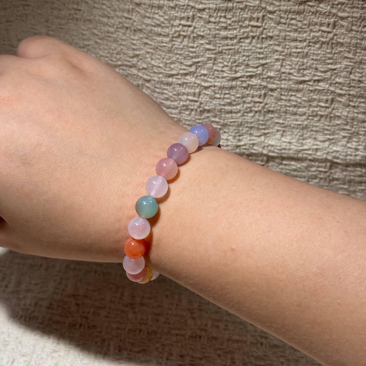 Natural Multi‑Color Yanyuan Agate Stretch Bracelet