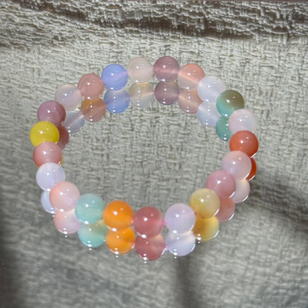Natural Multi‑Color Yanyuan Agate Stretch Bracelet
