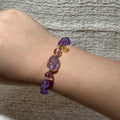 Natural Amethyst Stretch Bracelet, Carved Pixiu Charm Purple Round Bead Bracelet