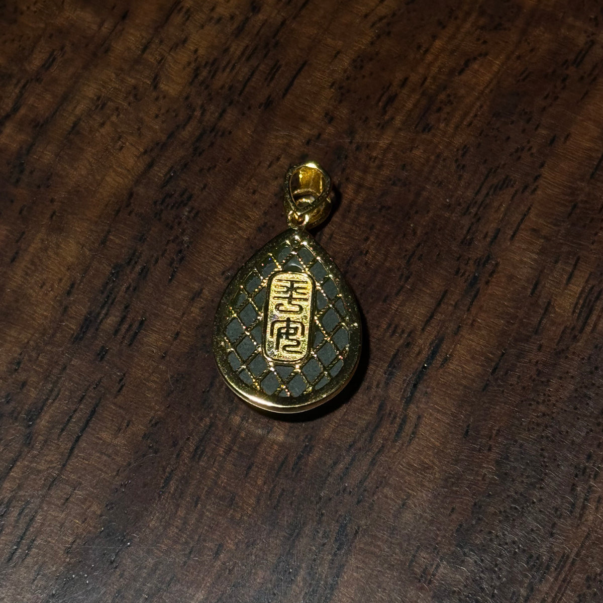 Natural Green Jasper Teardrop Gold‑Tone Pendant