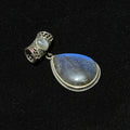 Natural Labradorite Teardrop Vintage Metal Pendant