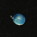 Natural Blue Aquamarine Oval Cabochon Silver‑Tone Bezel Pendant