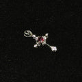 Natural Red Garnet Cross‑Shaped Silver‑Tone Pendant