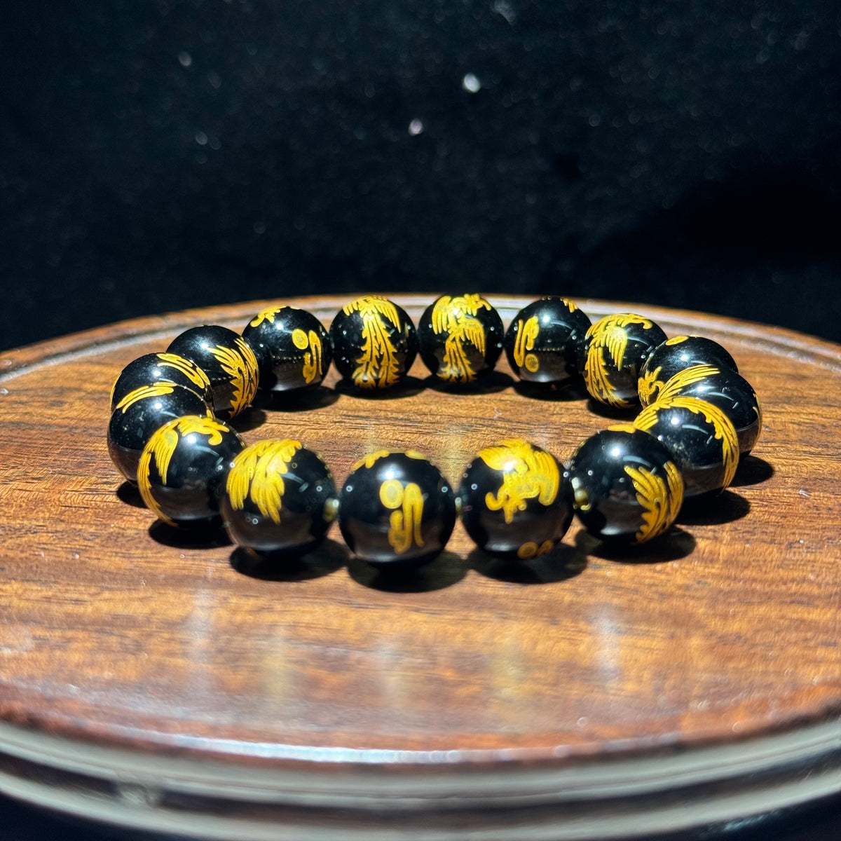 Natural Black Obsidian Stretch Bracelet