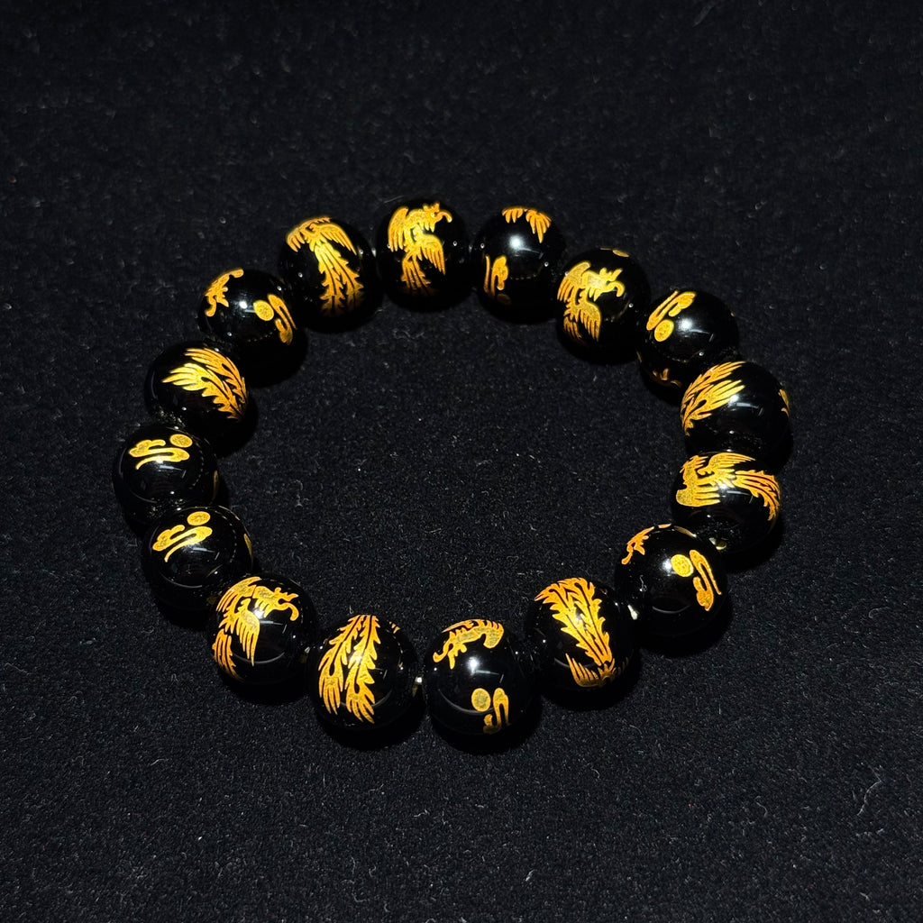 Natural Black Obsidian Stretch Bracelet