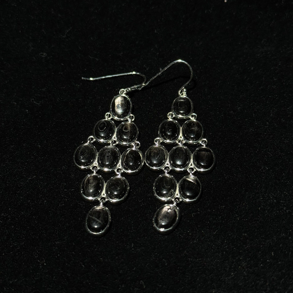 Natural Black Onyx Chandelier Drop Earrings