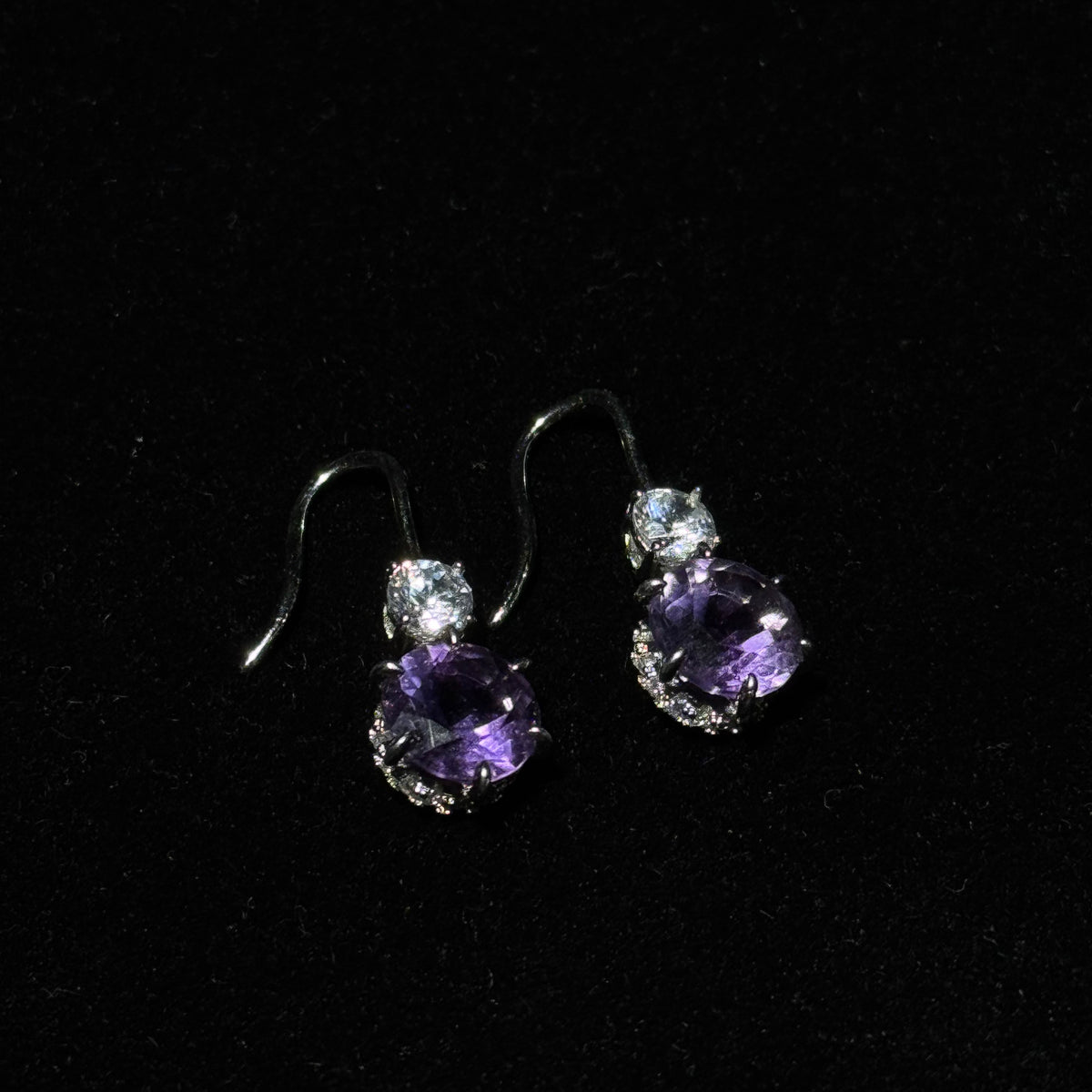 Natural Amethyst Dangle Drop Earrings