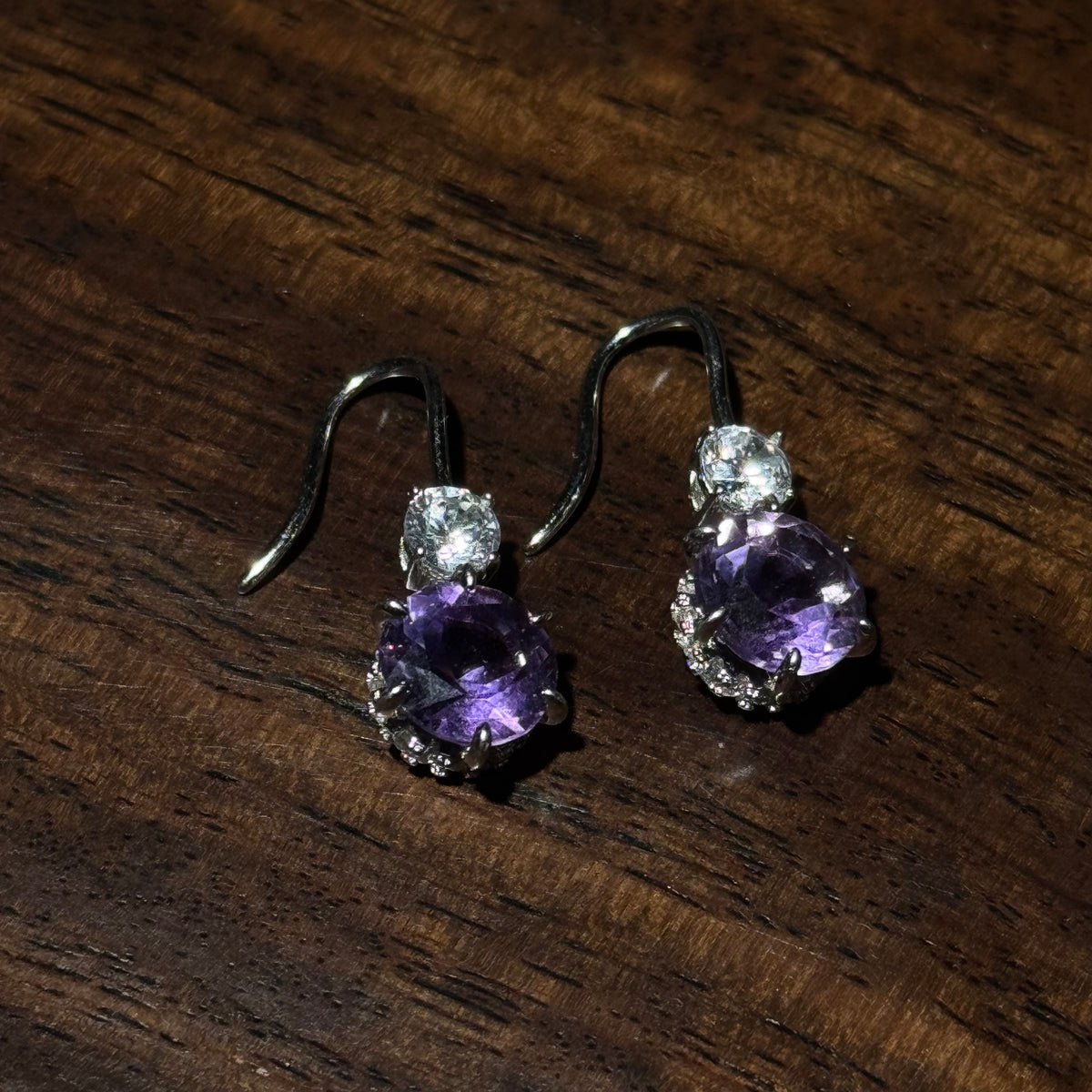 Natural Amethyst Dangle Drop Earrings