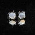 Natural Moonstone Square Cushion Stud Earrings