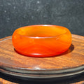 Natural Red Agate Bangle, Warm Orange‑Red Banded Agate Solid Bangle