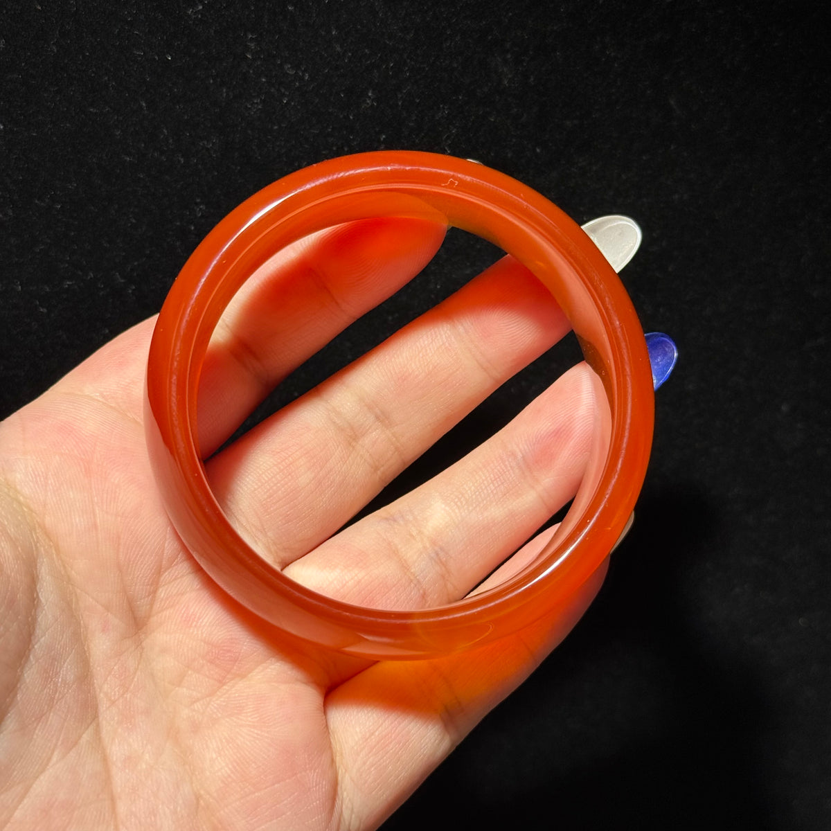 Natural Red Agate Bangle, Warm Orange‑Red Banded Agate Solid Bangle