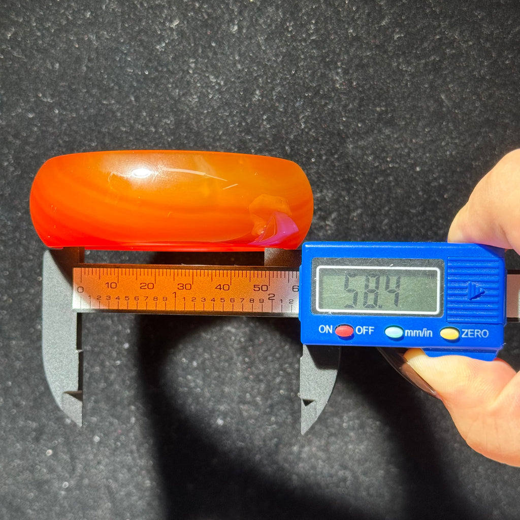 Natural Red Agate Bangle, Warm Orange‑Red Banded Agate Solid Bangle