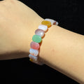 Natural Multicolor Yanyuan Agate Flat Bead Stretch Bracelet