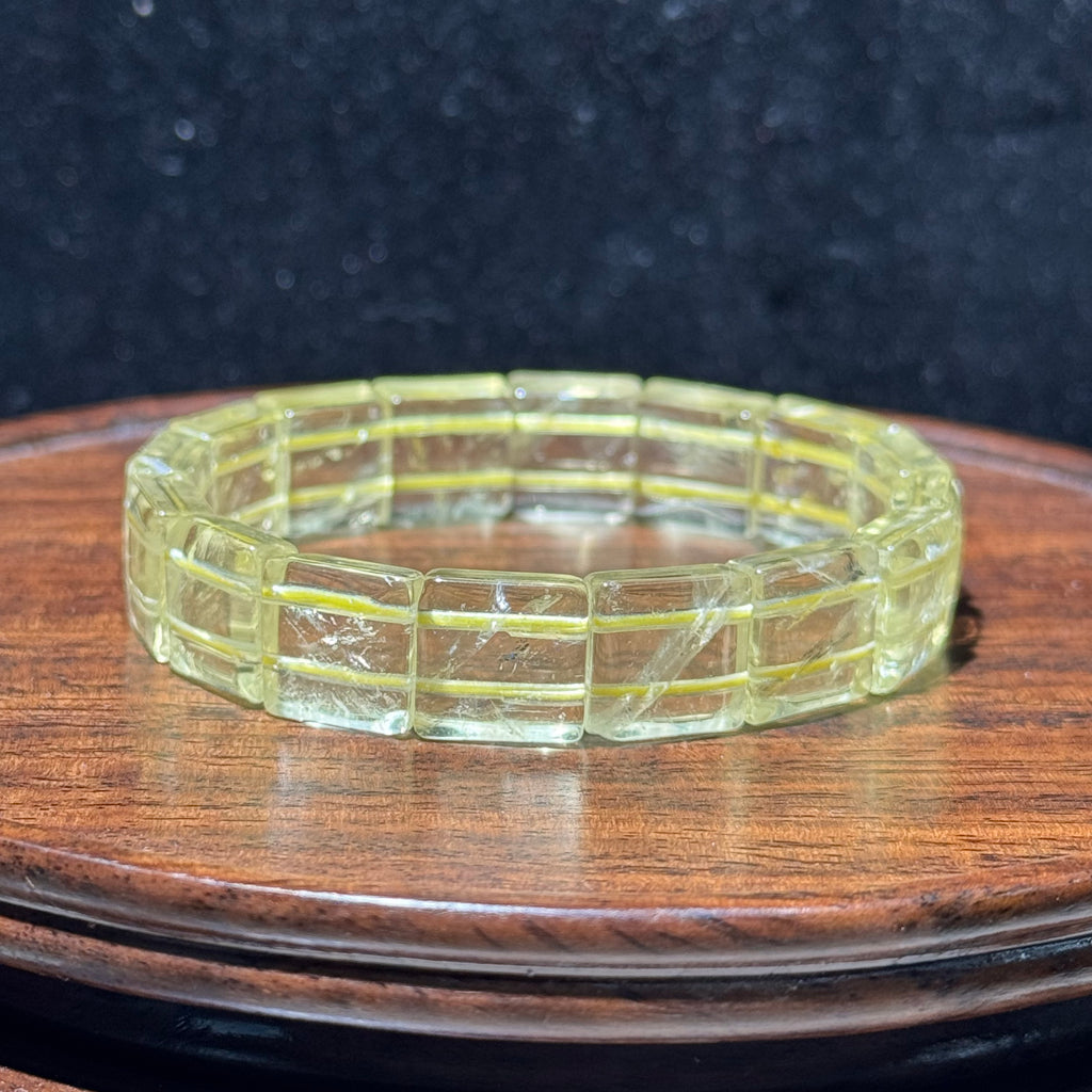 Natural Citrine Flat Bead Stretch Bracelet