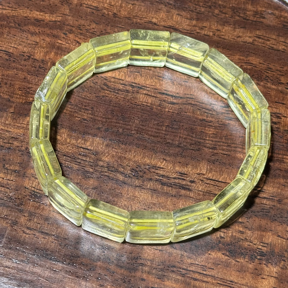 Natural Citrine Flat Bead Stretch Bracelet