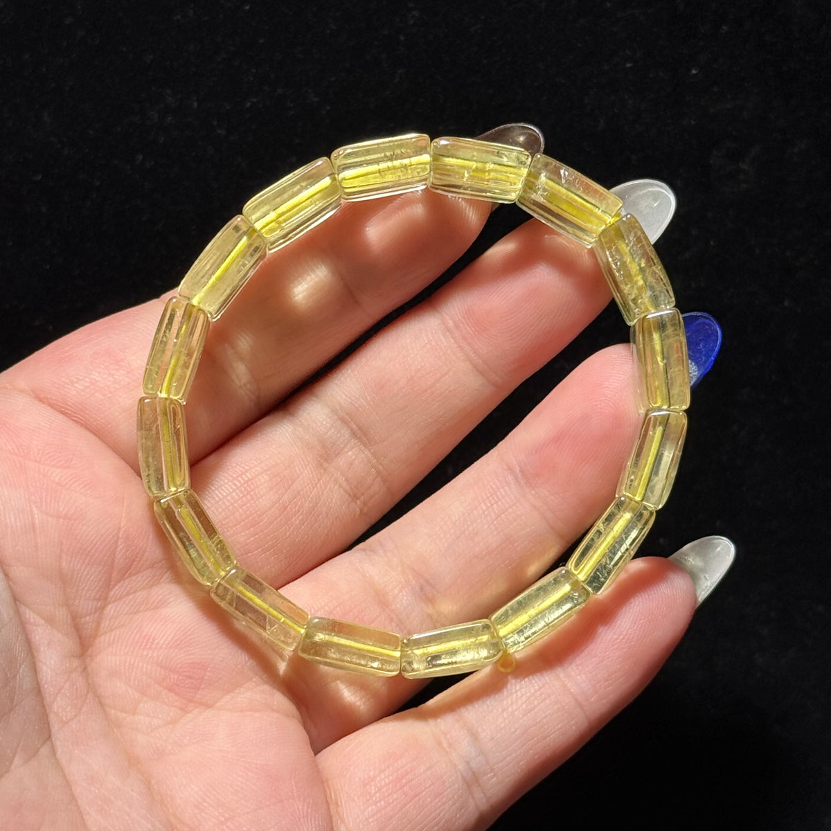 Natural Citrine Flat Bead Stretch Bracelet