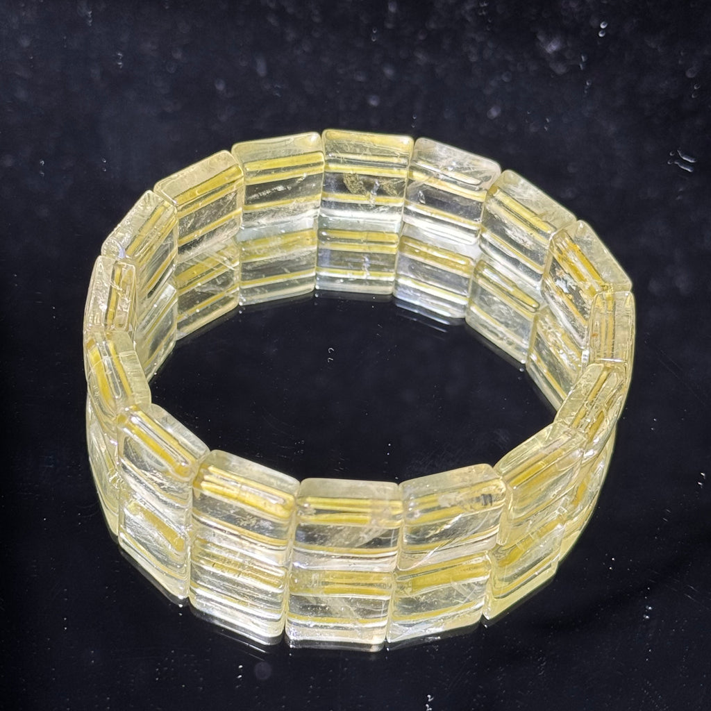 Natural Citrine Flat Bead Stretch Bracelet
