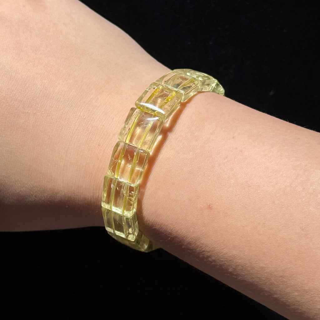 Natural Citrine Flat Bead Stretch Bracelet