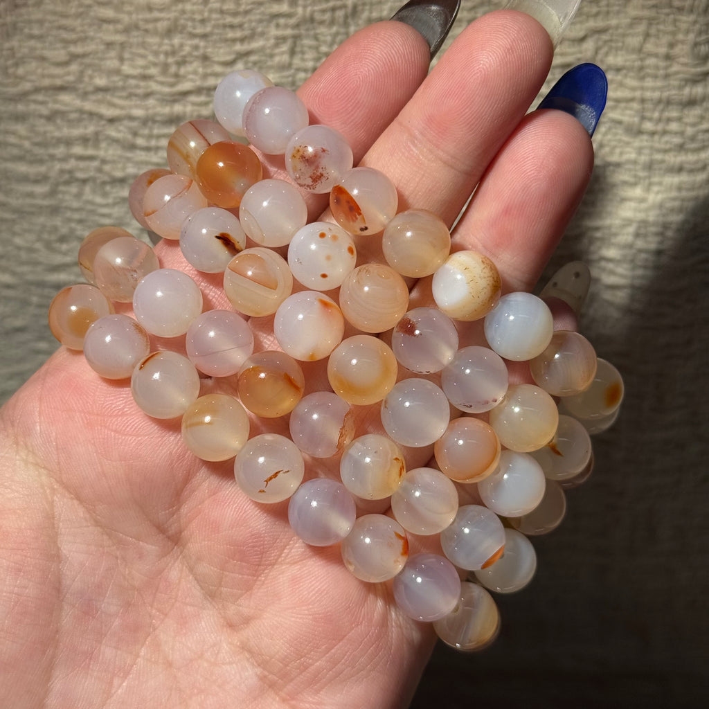 Agate Stretch Bracelet, Persimmon‑Shaped Yanyuan Agate Charm Dangle Bracelet
