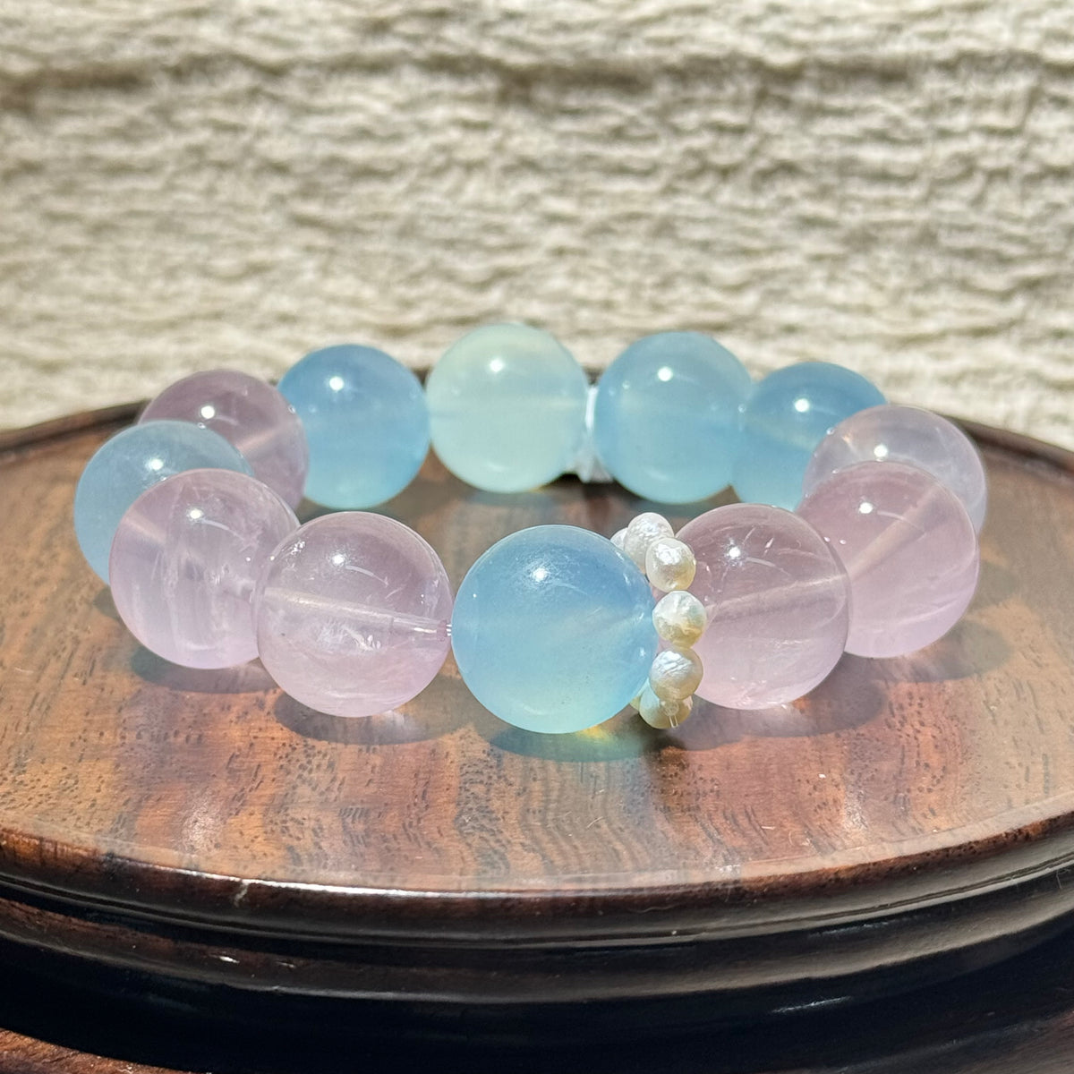 Natural Rose Quartz & Aquamarine Mix Stretch Bracelet