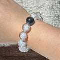 Natural White Crystal Exploded Hedge‑Hog Inclusion Stretch Bracelet